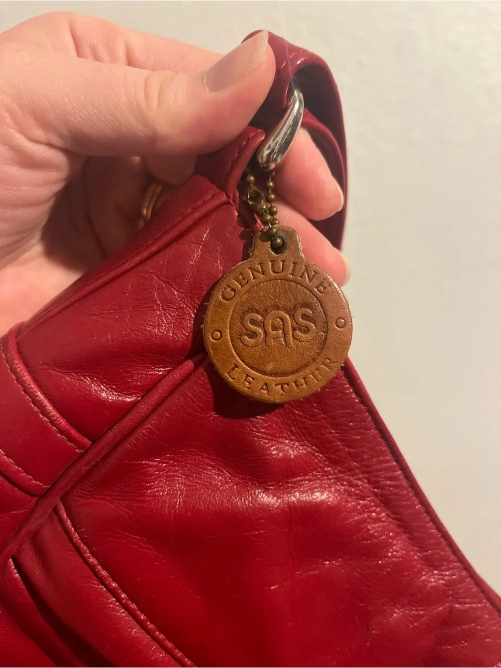 SAS Red Leather Shoulder Bag